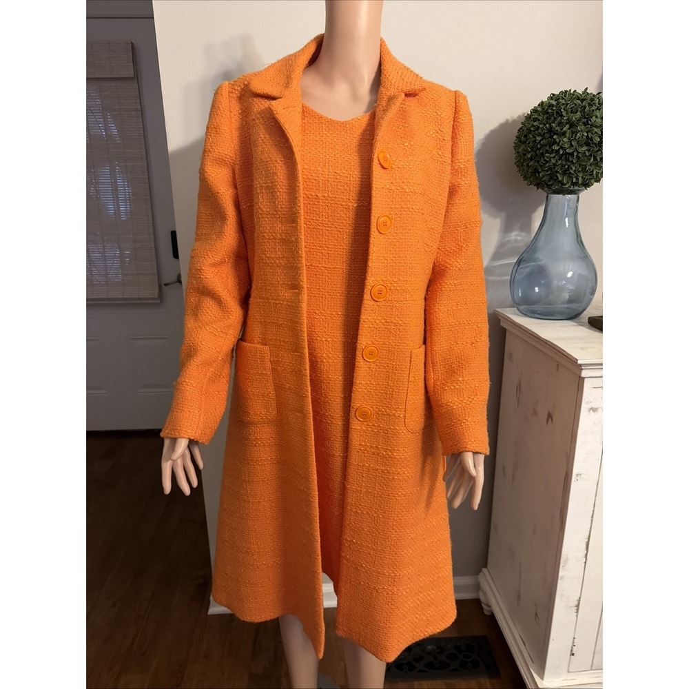Sara Campbell Dress And Coat Orange Statement Piece Wool Blend Designer City 6